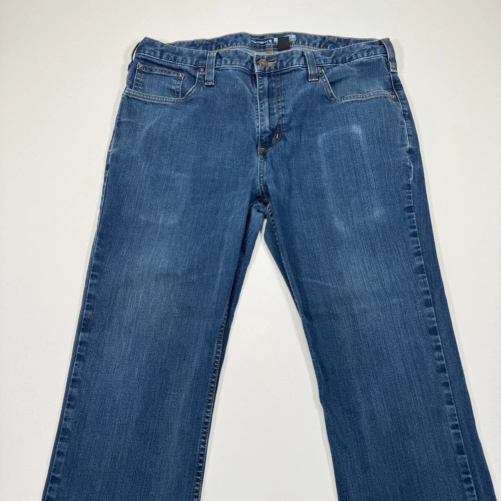 Carhartt Rugged Flex Straight Fit Jeans Mens 36x30 Blue Workwear Distressed